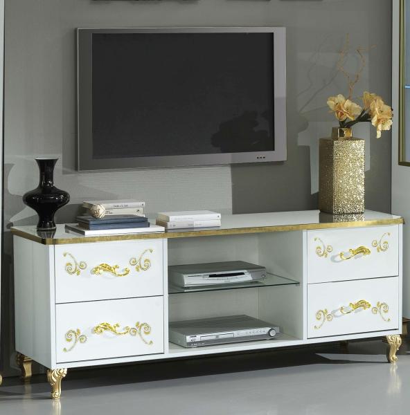 Product photograph of Sofia White Italian 4 Drawer Plasma Tv Stand from Choice Furniture Superstore.